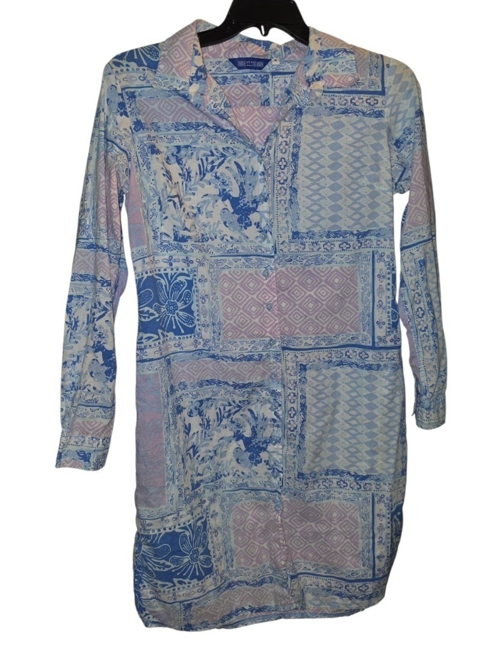 Three Islands Long Sleeve Shirt Dress Size Medium